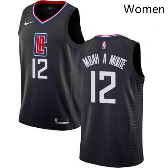 Womens Nike Los Angeles Clippers 12 Luc Mbah a Moute Swingman Black NBA Jersey Statement Edition